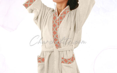 Халат за баня Фолклор – екрю L/XL