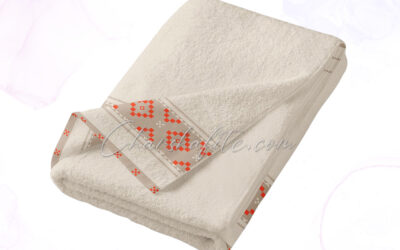 Хавлиена кърпа Фолклор – екрю, 50/90 см