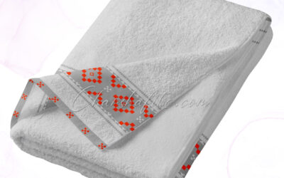 Хавлиена кърпа Фолклор – сиво, 70/140 см