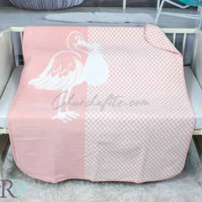 Бебешко памучно одеяло Щъркел- розово